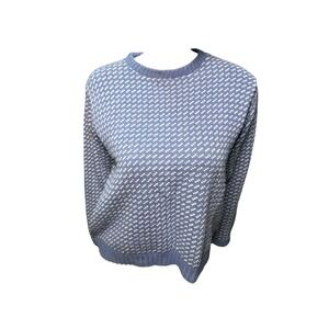 ALPS Womens Blue White Geometric Pattern Crewneck Sweater Size M‎